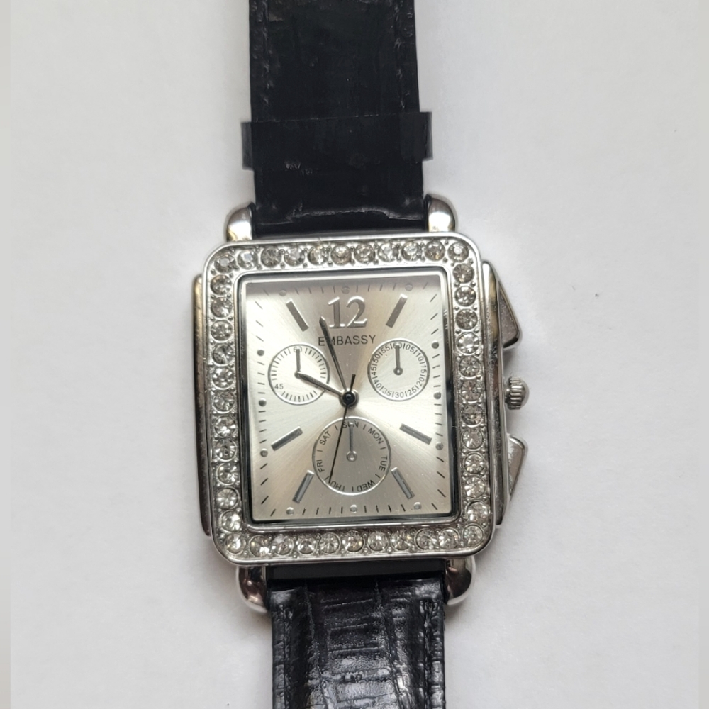 Embassy Embellished  Rhinestone Bezel Square Face
